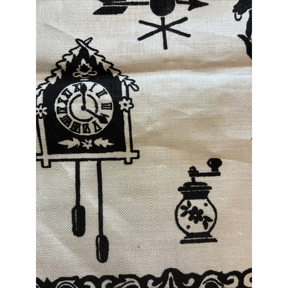 VTG Pure Belgium Linen Kitchen Tea Towel Cream & Black Cottagecore 16x29